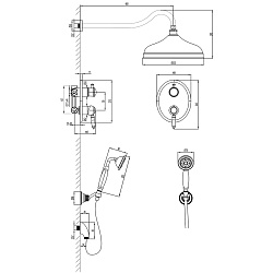 Встраиваемый смеситель с верхним душем Ø20,4 см, латунь/бронза