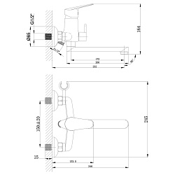 Смеситель для ванны с  поворотным изливом 20 см, латунь/хром