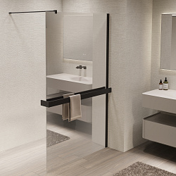 Душевая перегородка Walk-In VSW-1HR100MRB, 1000*2000, черный, стекло зеркальное, , шт