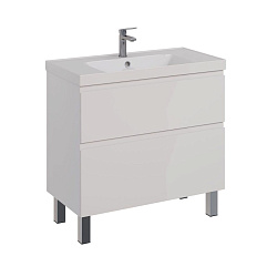 Тумба Lemark VEON 90 см под 1 раковину, подвесная/напольная, 2 ящика, цвет корпуса, фасада: Белый гл