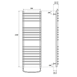 Полотенцесушитель водяной Point Альфа PN05152S П18 500x1200, хром