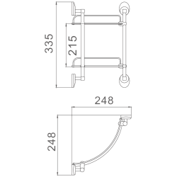 Полка стеклянная 2-ярусная, хром HB1607-2