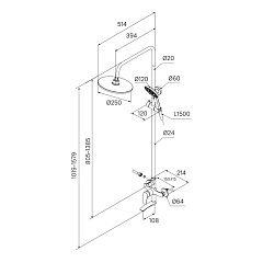 Смеситель для ванны с верхним душем, графит, Rora, Milardo, RORGM4FM06	