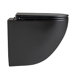 GLAZER Унитаз подвесной, безободковый с сиденьем микролифт, смыв вихревой Торнадо 3.0,черный матовый