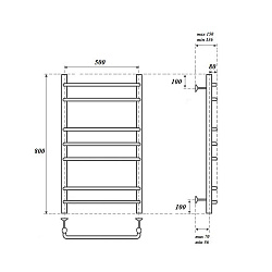 Полотенцесушитель водяной Point Нептун PN09158 П7 500x800, хром
