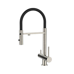 Смеситель для кухни с фильтром и гибким изливом, сатин, Ace, ID