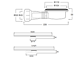 Сифон для поддонов из искусственного камня Vsph-D132 с гидрозатвором, , шт