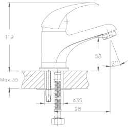 Смеситель для раковины, латунь, хром HB1015