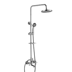 Душевая система с верхним душем Ø20 см и изливом 10 см, рег.высота 0,9~1,6м, латунь/хром, RS42-46