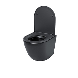 Унитаз безободковый чёрный матовый подвесной, Blanco, IDDIS, BLAR3BMi25