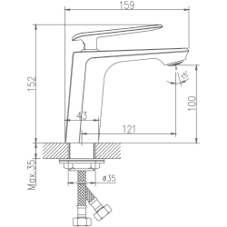 Смеситель для раковины, латунь, черный/хром HB10548-7