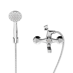 Aringa Арно смеситель с длинным плоским изливом для ванны и душа с аксессуарами, хром