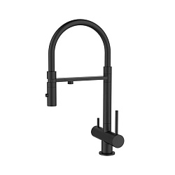 Смеситель для кухни с фильтром и гибким изливом, черный матовый, Ace, IDDIS, ACEBLFFi05