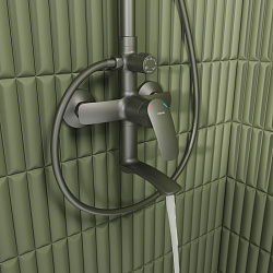 Смеситель для ванны с верхним душем, графит, Rora, Milardo, RORGM4FM06	