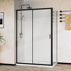 Душевой уголок City VSR-5CT9011CLB, 1100*900, черный, стекло прозрачное , , шт