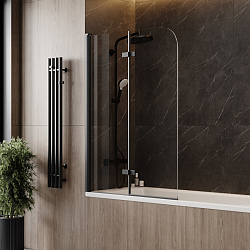 Corpa Nera Allegri/Аллегри Шторка на ванну 100х140, прозрачное стекло, профиль- черный матовый