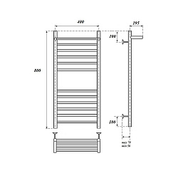 Полотенцесушитель водяной Point Аврора премиум PN10148SP П11 400x800 с полкой, хром
