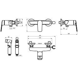 VERBA Смеситель настенный с гигиеническим душем, латунь/хром, LM11418C
