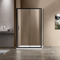 Душевой уголок Garda VSR-1G1014CLB, 1400*1000, черный, стекло прозрачное, , шт