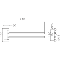 Держатель для полотенец, двойной, поворотный 400 мм, хром HB8412