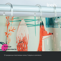 Штора для ванной, 200x180 см, Полиэстер, IDDIS, BA04P18i11