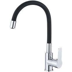 Смеситель для кухни, силиконовый излив, латунь, черный/хром HB70112-7