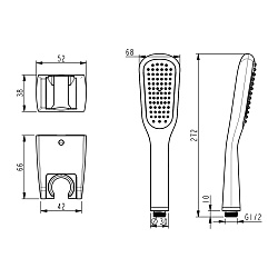 Смеситель универсальный с плоским поворотным изливом 35 см, поворотный переключатель, латунь/чёрный