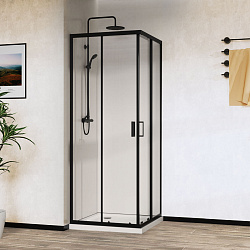 Душевой уголок City VSS-5CT900CLB, 900*900, черный, стекло прозрачное, , шт