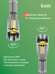 Шланг для душа, графитовый матовый, силиконовый, 1,5м, Optima Home, IDDIS, OPH15GLi19