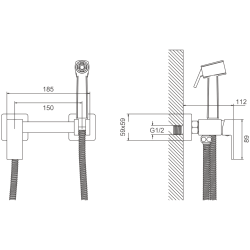 Смеситель с гигиенической лейкой Оружейная сталь B55806-3