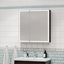 Зеркало-шкаф MIRROR BOX Black, 800х800
