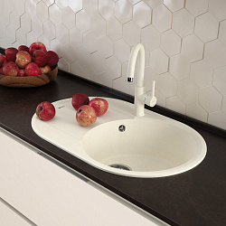 LACHA 760 Мойка кухонная из кварцгранита цвет: серый шёлк комплектация: крепеж, сливная арматура с п