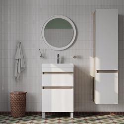 Тумба напольная с ящиками, 50 см, белая/под дерево, Zodiac, IDDIS, ZOD5ABFi95 подходит ум.3505000i28