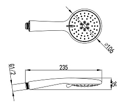Лейка для душа, 3 режима, Ø10,6х23,5см, пластик/хром, без упаковки