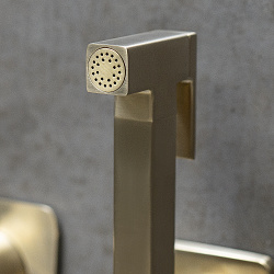 URSUS Встраиваемый смеситель с гигиеническим душем, латунь/брашированное светлое золото