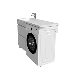 Тумба с умывальником напольная для стиральной машины с ящиками, 120 см, левая, белая, OPH12LBi95K