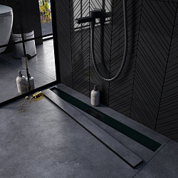 Corpa Nera Salieri/Сальери душевой трап 80 см под плитку с гидрозатвором, черный