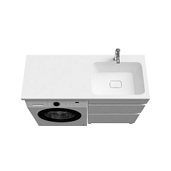 Тумба с умывальником напольная для стиральной машины с ящиками, 120 см, правая, белая, Optima Home