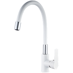 Смеситель для кухни, силиконовый излив, латунь, белый/хром HB70113-8