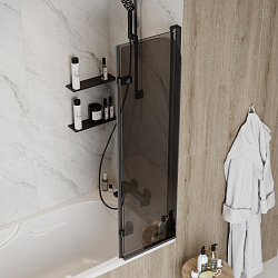 Corpa Nera Allegri/Аллегри Шторка на ванну 80х140, тонированное стекло, профиль- черный матовый