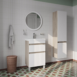 Тумба напольная с ящиками, 50 см, белая/под дерево, Zodiac, IDDIS, ZOD5ABFi95 подходит ум.3505000i28