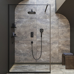 Лейка для душа квадратная, черная, SpaHome, IDDIS, SPA3FSBi18