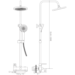 Душевая система, тропический душ, латунь, черный, HB24590-7