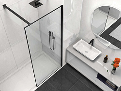 Душевая перегородка Walk-In VSW-1HS900CLB, 900*2000, черный матовый, стекло прозрачное, , шт