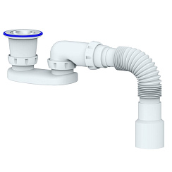 G22 CИФОН ДЛЯ ДУШЕВОГО ПОДДОНА С ПРИКРУЧИВАЮЩИМСЯ ВЫПУСКОМ 1 1/2  И ГИБКИМ СОЕДИНЕНИЕМ д.40х40/50 40