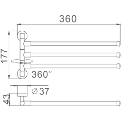 Держатель для полотенец, тройной, поворотный 400 мм, хром HB113