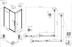 Душевой уголок Ultima VSR-7UL9010CL, 1000*900, хром, стекло прозрачное, , шт