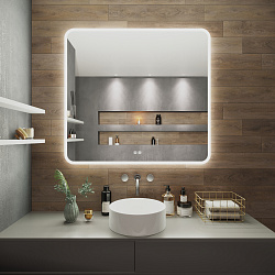 Зеркало/LED-подсветка/антизапотевание/2 кнопки/Bluetooth динамики (105см*85см)Amazon Music/AQUA DE