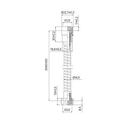 Шланг для душа, EPDM, нерж.сталь, 2,0 м, 220, Milardo, 220S200M19