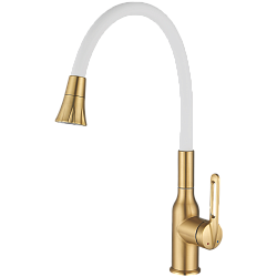 Смеситель для кухни, гибкий излив, нержавеющая сталь, золото/белый HB42830-5 